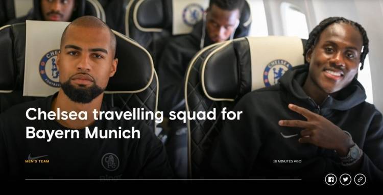 切尔西欧冠vs拜仁名单：帕尔默、埃斯特旺、加纳乔在列